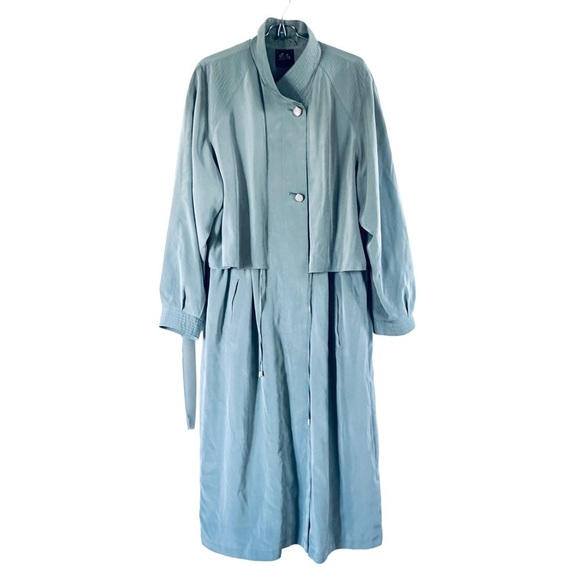 Vintage Jackets & Blazers - STUNNING Vintage Blue Luba Midmod Trench Coat Jacket